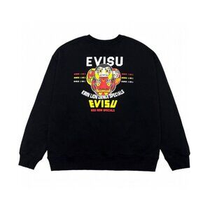 Evisu Black Daruma Print Casual Sweatshirt Men's